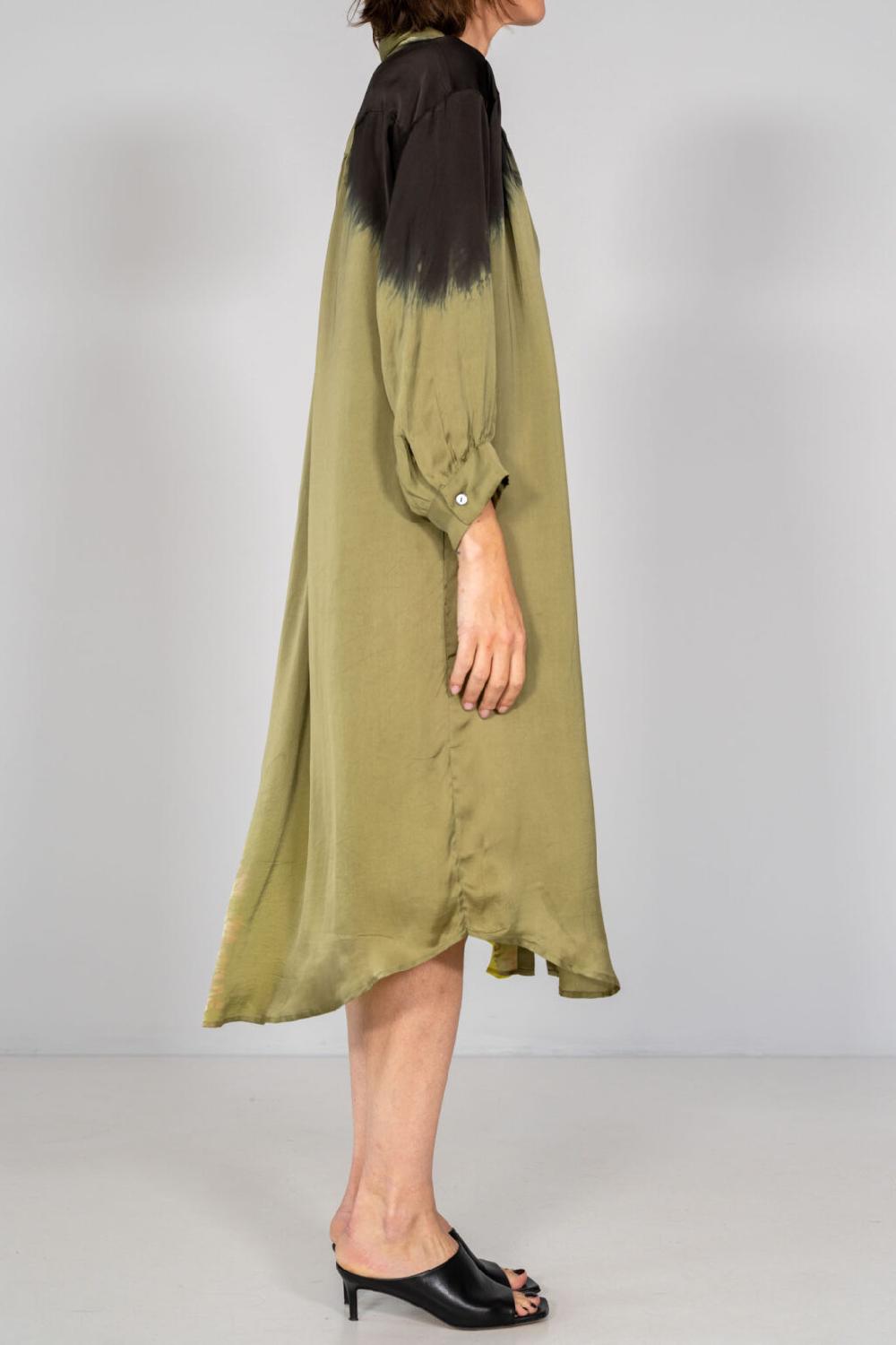 Nous Antwerp SONNY DRESS I Placement Ombre Olive