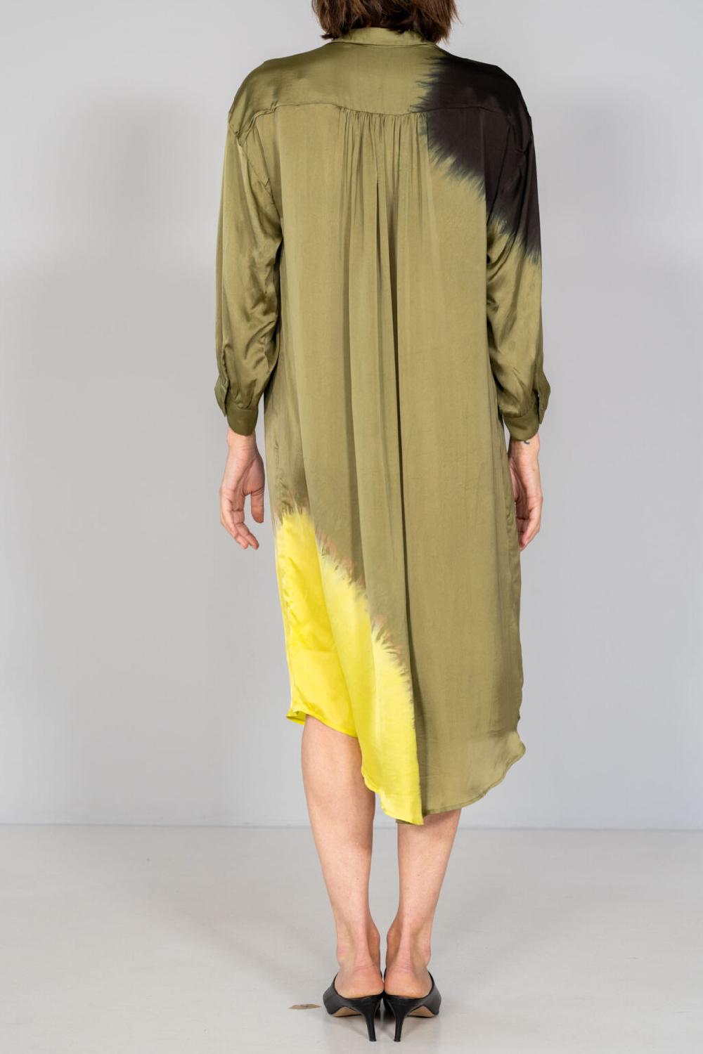 Nous Antwerp SONNY DRESS I Placement Ombre Olive