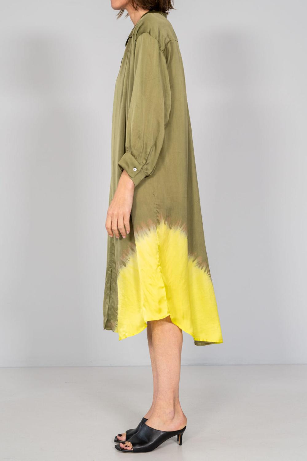 Nous Antwerp SONNY DRESS I Placement Ombre Olive