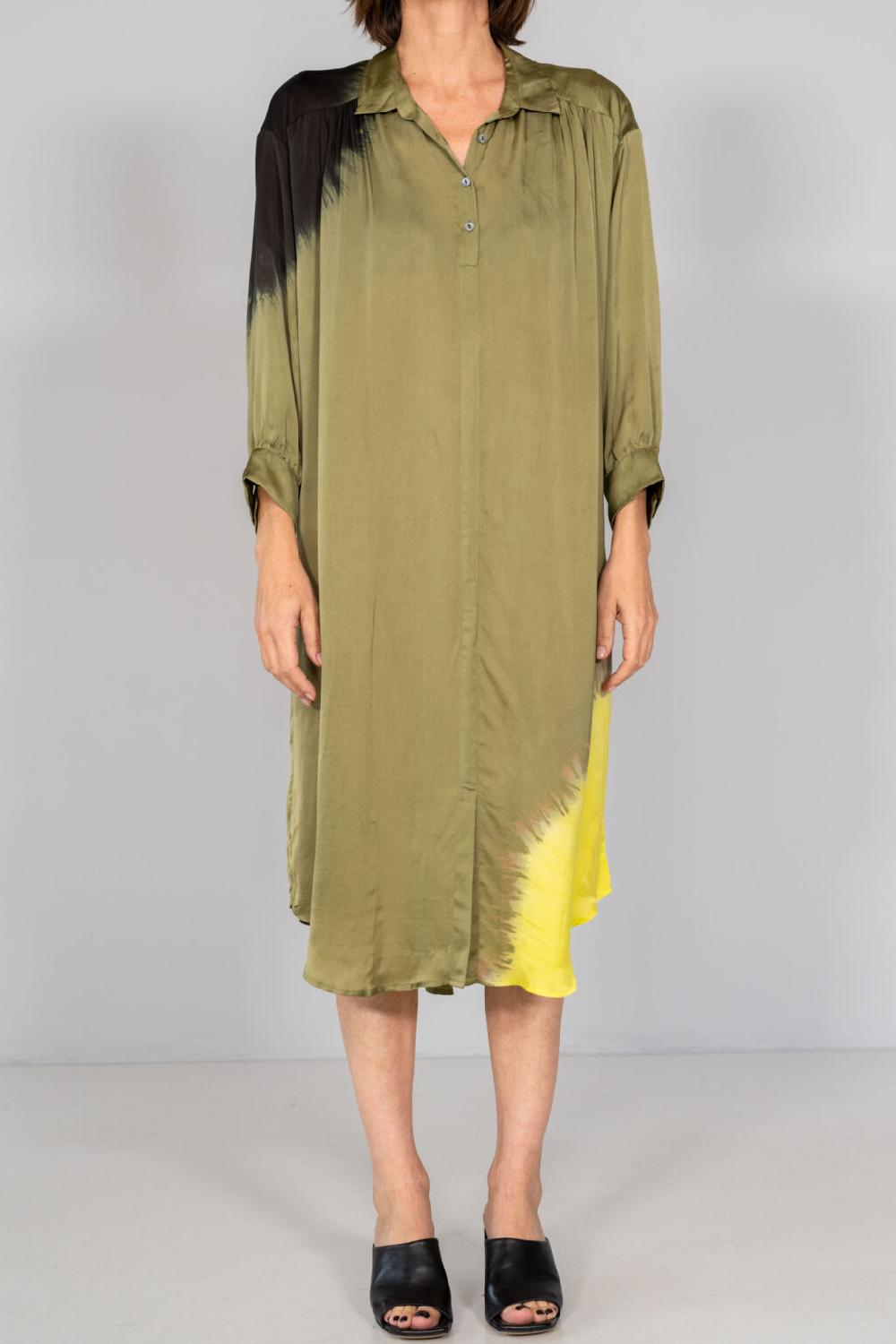 nous antwerp SONNY DRESS I Placement Ombre Olive