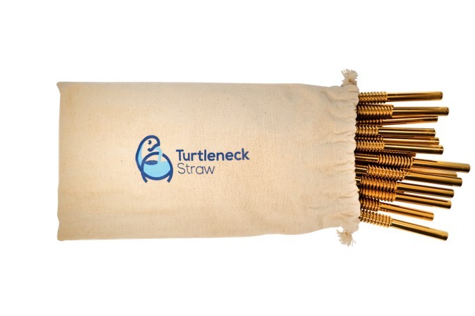 nuts innovations knickbarer Edelstahltrinkhalm 50 Stück gold in Baumwollbeutel