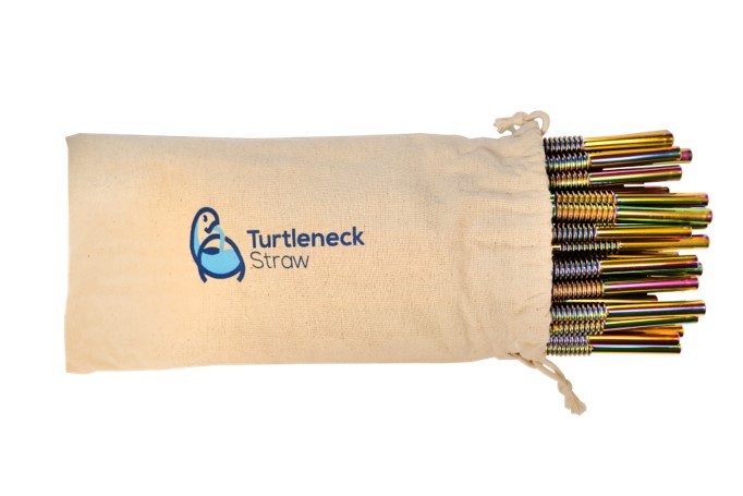 nuts innovations knickbarer Edelstahltrinkhalm 50 Stück regenbogen im Baumwollbeutel