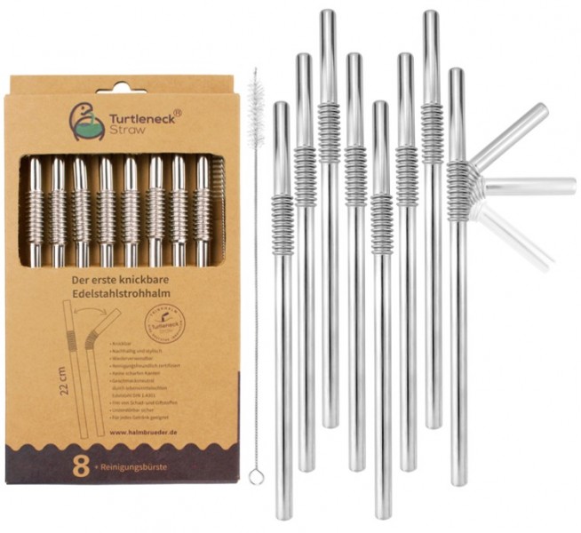 Nuts Innovations Knickbarer Edelstahltrinkhalm 8er Set Silber