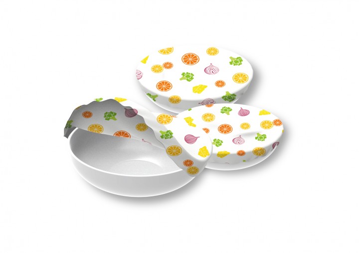 Nuts Innovations Textil Schüsselabdeckung "Früchte & Gemüse" 3er Set