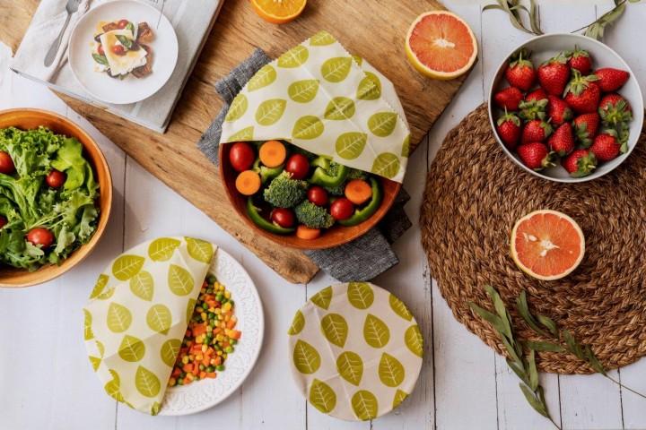 nuts innovations Vegane Pflanzenwachstücher "Grüne Blätter" 4er Set