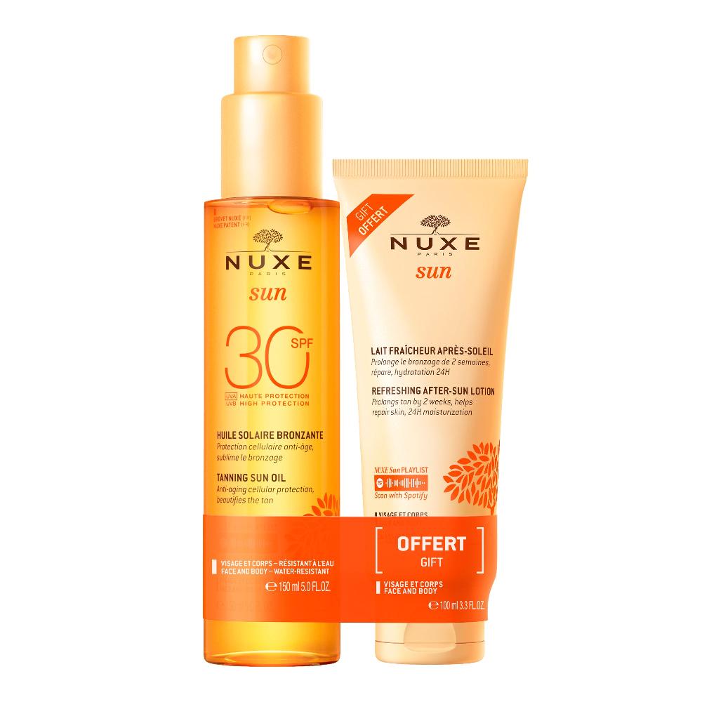 Nuxe Duo Huile Solaire Bronzante Haute Protection SPF30 Et Lait Fraicheur Après-Soleil 100ml Offert
