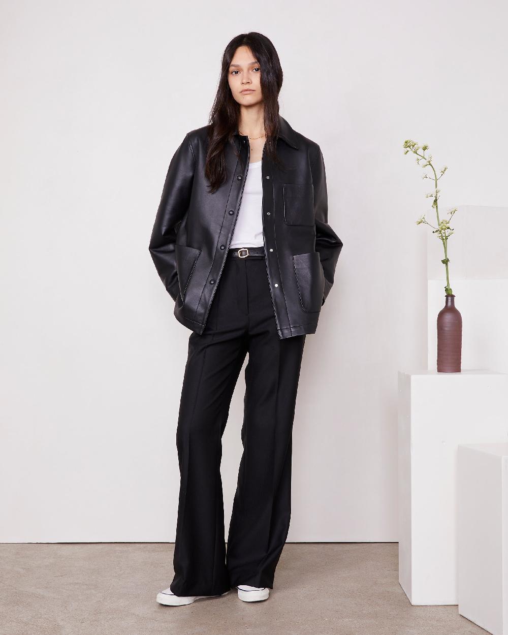 officine generale Blouson dalia Cuir d'agneau contrecollé NOIR