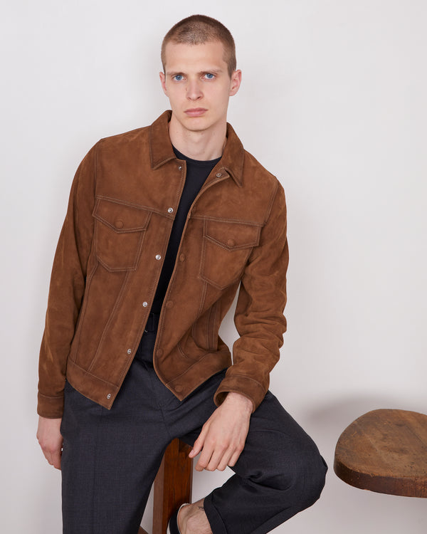 Officine Generale Blouson Leonide SUEDE D'AGNEAU TABAC