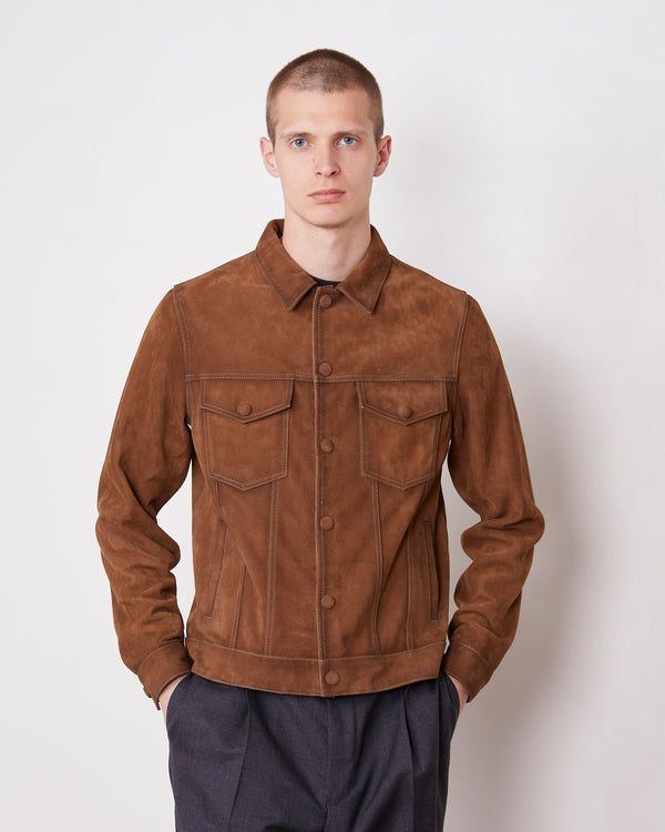 Officine Generale Blouson Leonide SUEDE D'AGNEAU TABAC