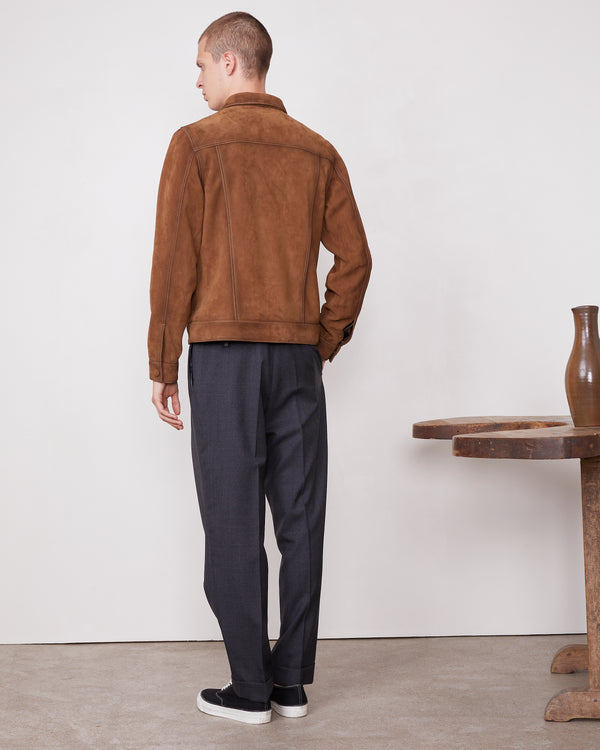 Officine Generale Blouson Leonide SUEDE D'AGNEAU TABAC