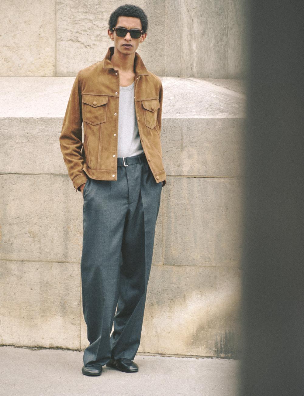 officine generale Blouson leonide SUEDE D'AGNEAU TABAC