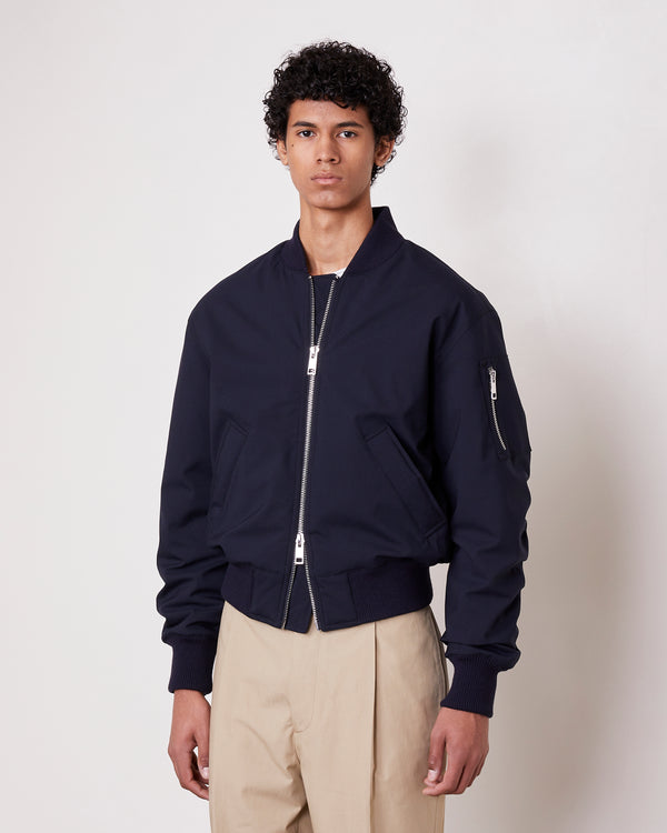 Officine Generale Bomber Javier LAINE FRESCO DEPERLANTE MARINE FONCE