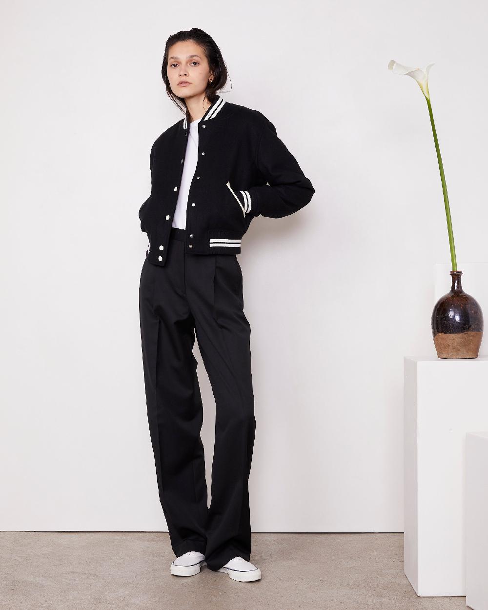 officine generale Bomber oona LAINAGE ITALIEN BLACK/ECRU