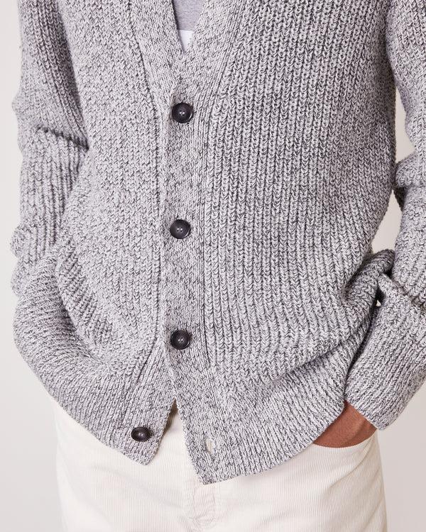 Officine Generale Cardigan Miles Coton Organique ECRU/MIDGREY/DKGREY