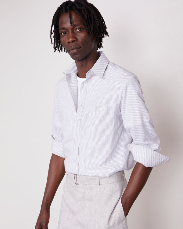Officine Generale Chemise Alex COTON LYOCEL LIN WHITE/GREY