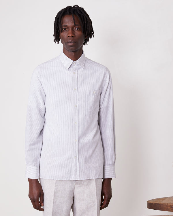 Officine Generale Chemise Alex COTON LYOCEL LIN WHITE/GREY