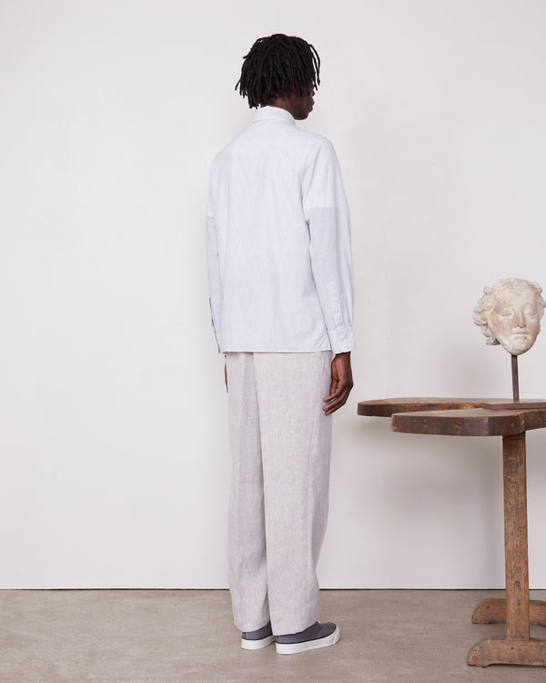 Officine Generale Chemise Alex COTON LYOCEL LIN WHITE/GREY