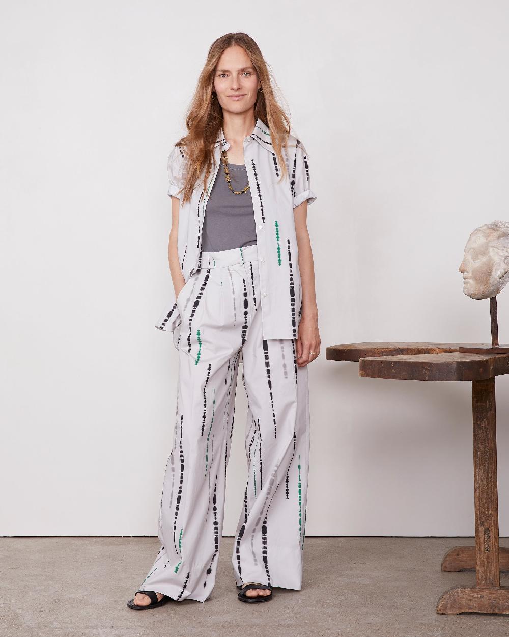 officine generale Chemise augustine Coton STONE/BLK/JADE