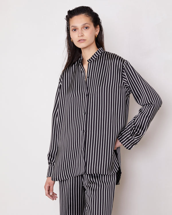 Officine Generale Chemise Augustine SATIN DE VISCOSE BLACK/WHITE