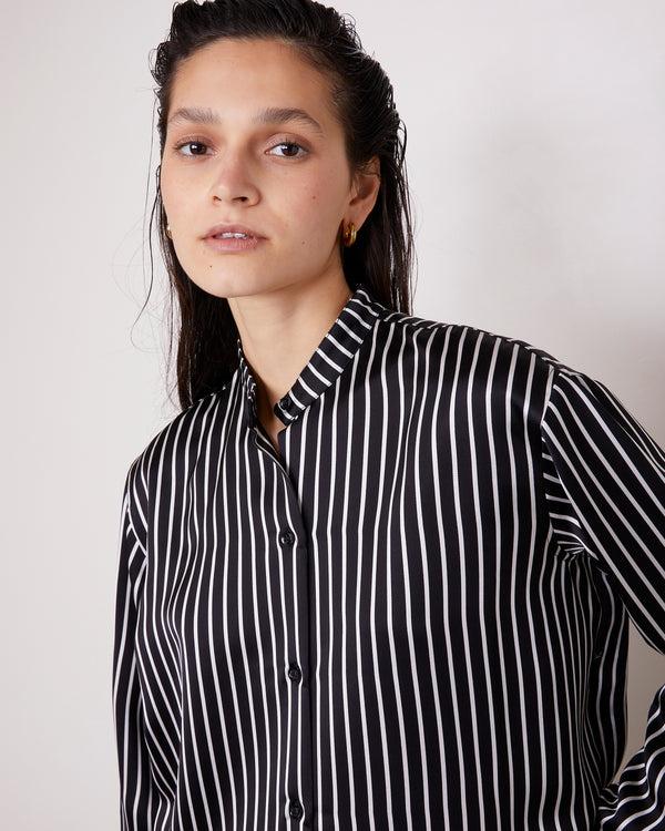 Officine Generale Chemise Augustine SATIN DE VISCOSE BLACK/WHITE