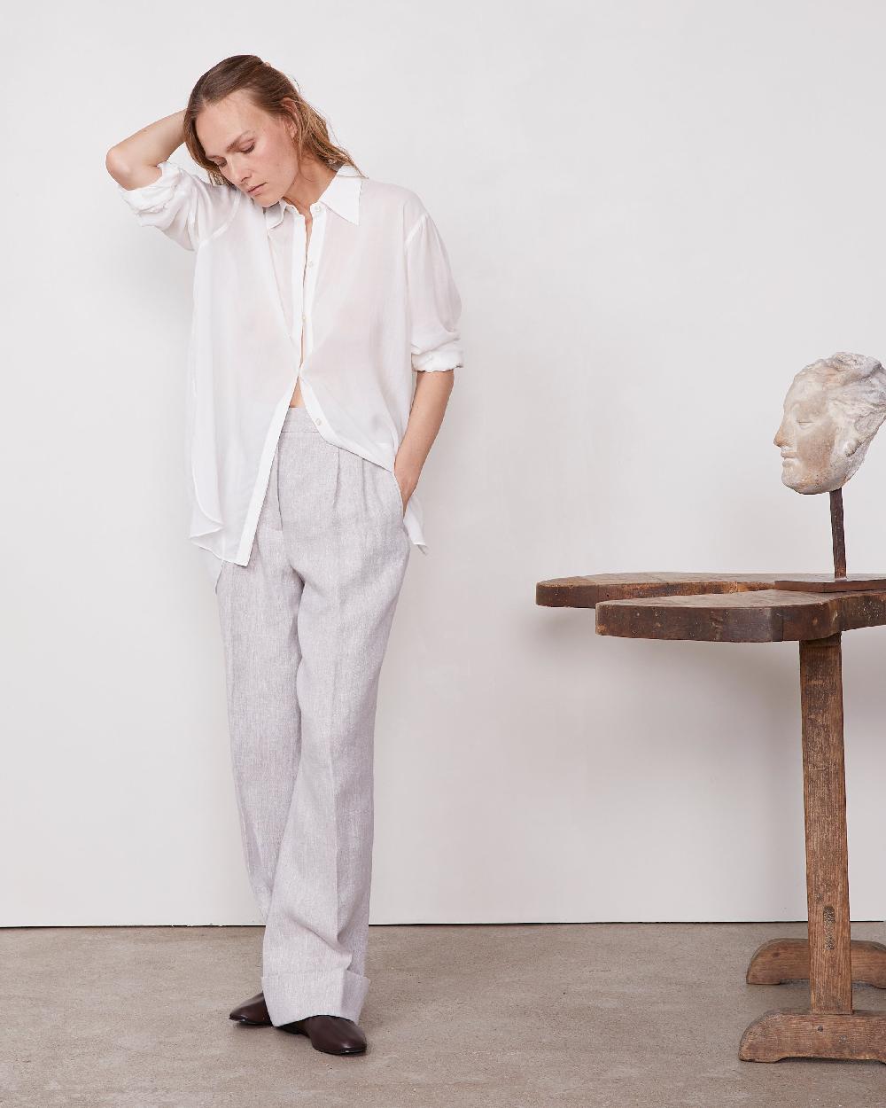 officine generale Chemise augustine Voile lyocell ECRU