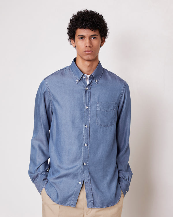 Officine Generale Chemise Bart Lyocell Espagnol Bleu Moyen BLEU MOYEN