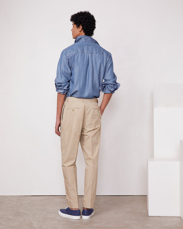 Officine Generale Chemise Bart Lyocell Espagnol Bleu Moyen BLEU MOYEN