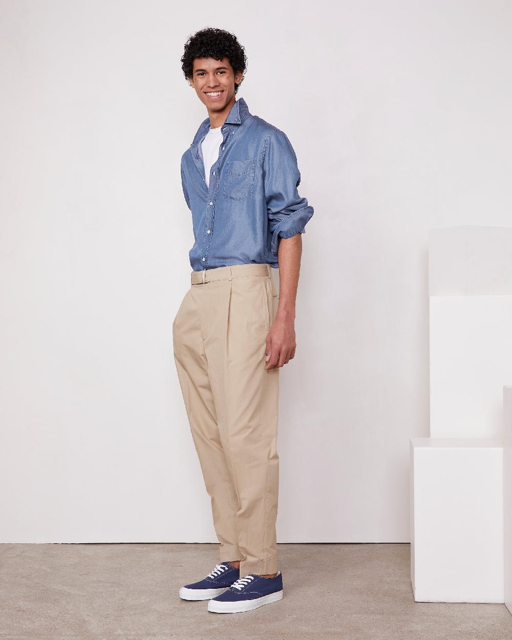 officine generale Chemise bart Lyocell espagnol bleu moyen BLEU MOYEN