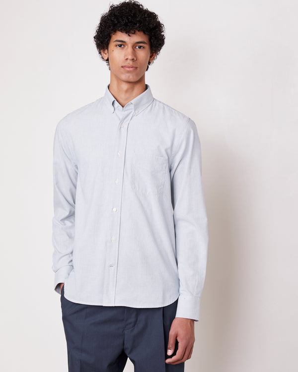 Officine Generale Chemise Bart Mini Rayures En Coton WHITE/LIGHTBLUE