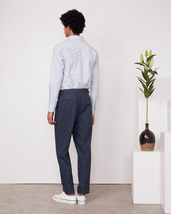 Officine Generale Chemise Bart Mini Rayures En Coton WHITE/LIGHTBLUE