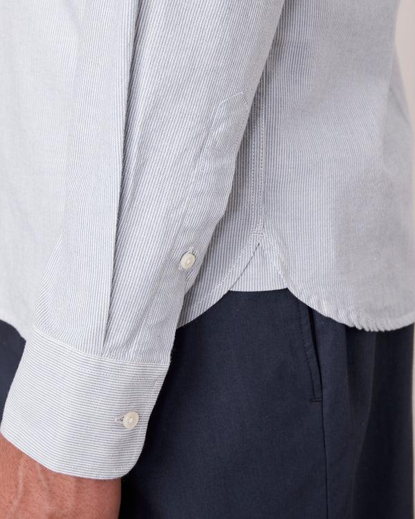 Officine Generale Chemise Bart Mini Rayures En Coton WHITE/LIGHTBLUE