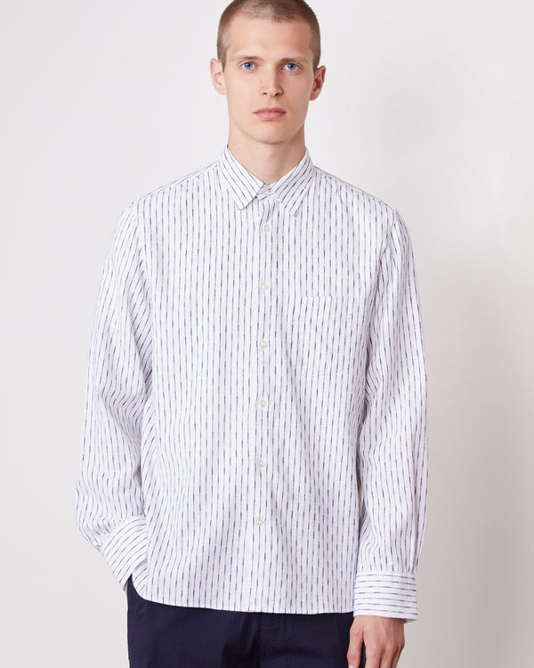 Officine Generale Chemise Benoit COTON LIN WHITE/NIGHTSKY