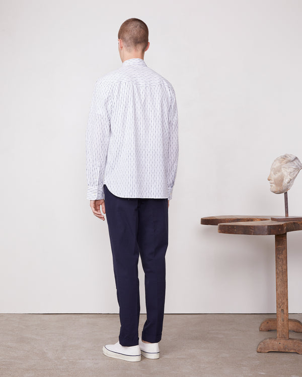 Officine Generale Chemise Benoit COTON LIN WHITE/NIGHTSKY