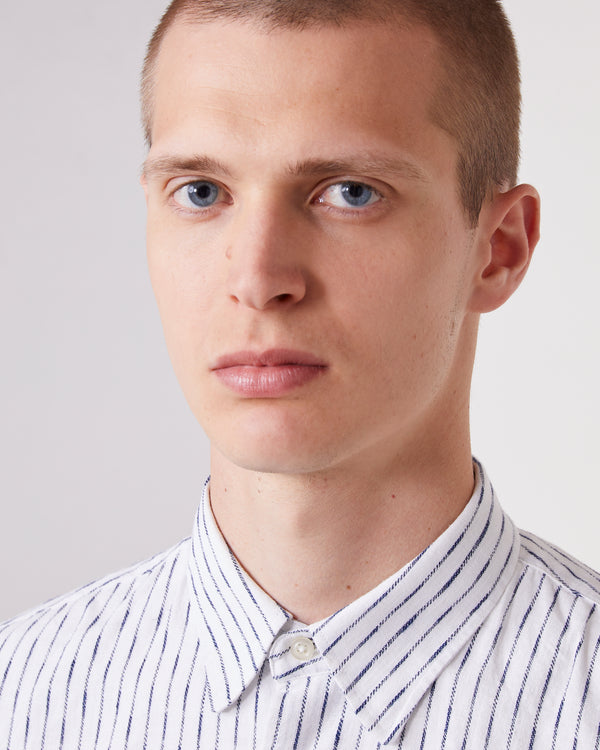 Officine Generale Chemise Benoit COTON LIN WHITE/NIGHTSKY