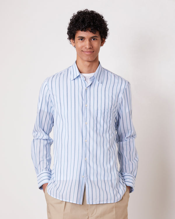 Officine Generale Chemise Benoit Popeline De Cotton Rayées