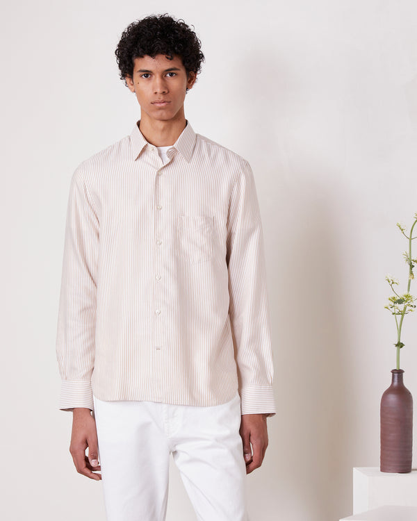Officine Generale Chemise Benoit Rayures Oxford Lyocell