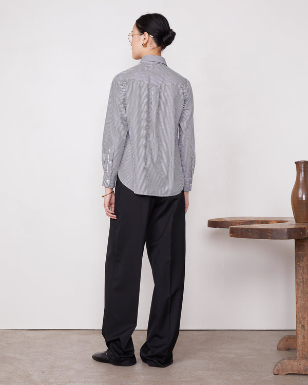 Officine Generale Chemise Ella Popeline De Coton BLACK/WHITE