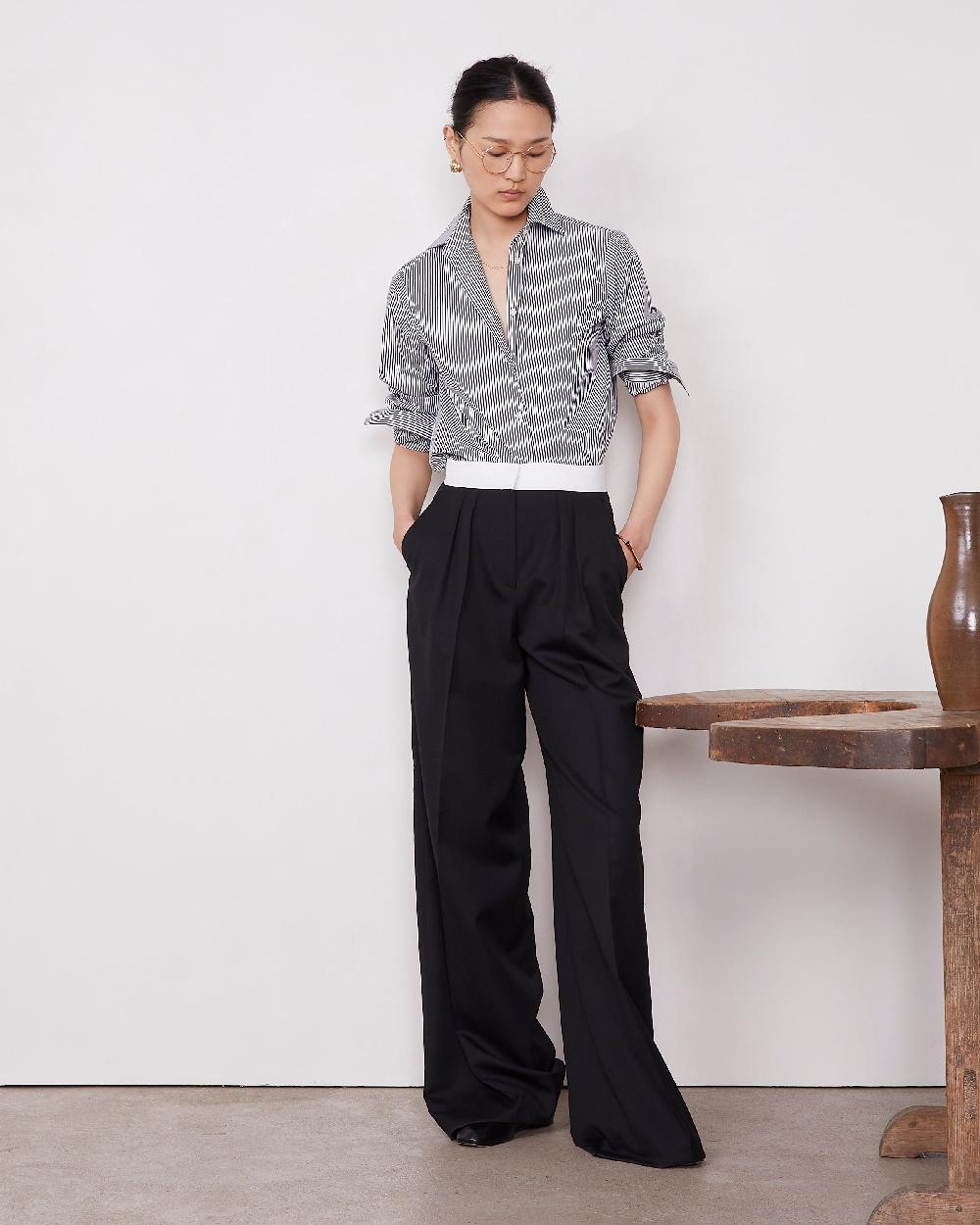 officine generale Chemise ella Popeline de coton BLACK/WHITE