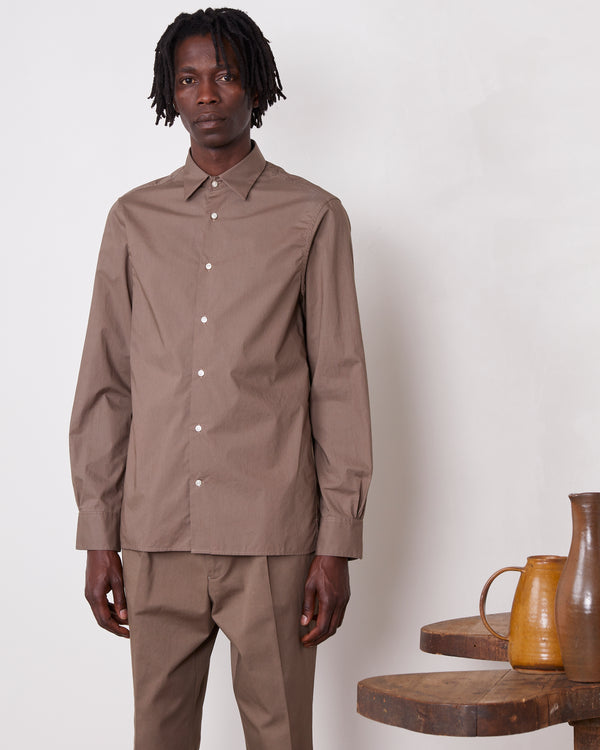 Officine Generale Chemise Eloi POPELINE DE COTON ORGANIQUE TAUPE
