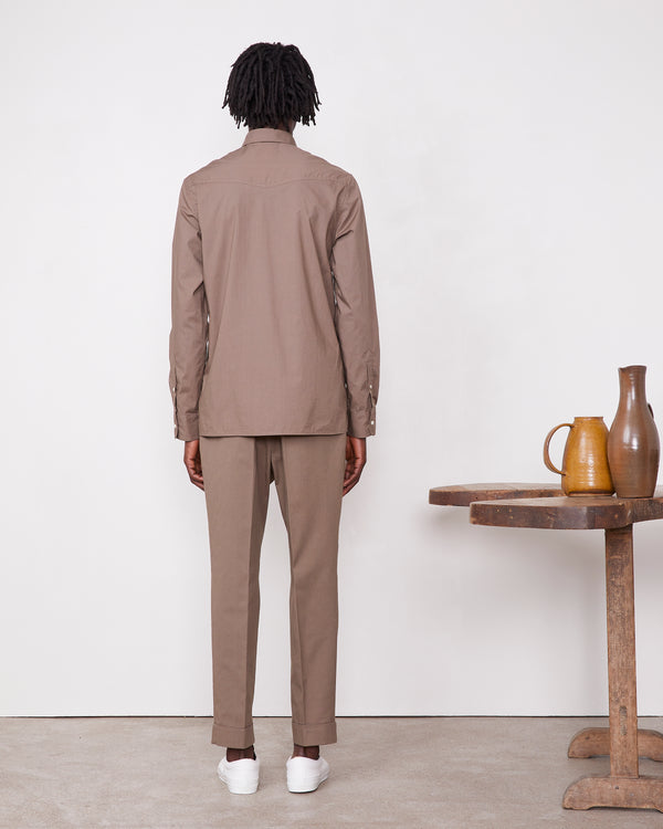 Officine Generale Chemise Eloi POPELINE DE COTON ORGANIQUE TAUPE