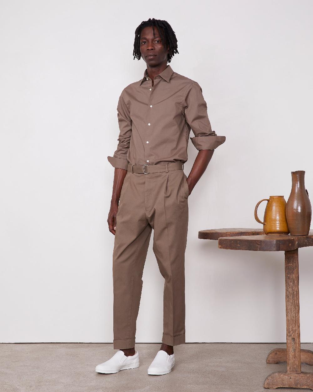 officine generale Chemise eloi POPELINE DE COTON ORGANIQUE TAUPE