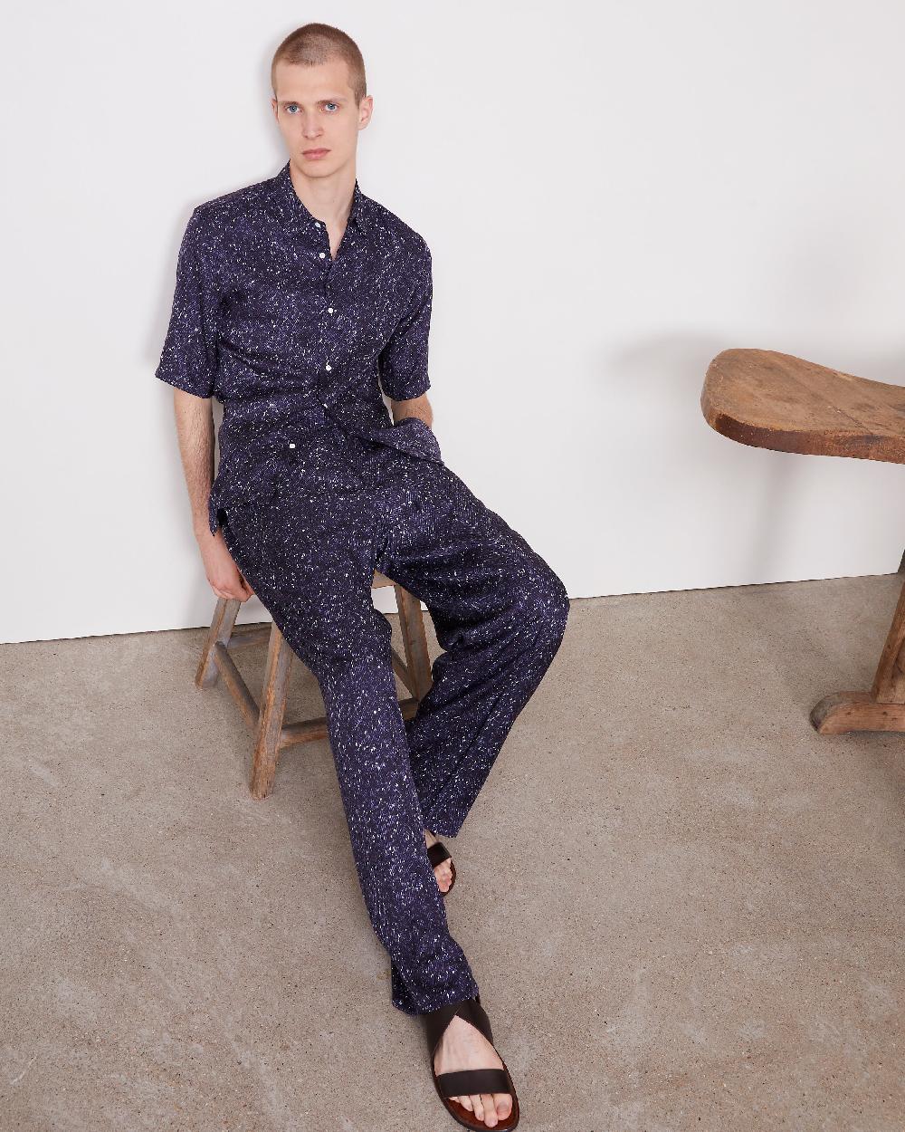 officine generale Chemise eloi VISCOSE ITALIENNE NIGHT SKY/WHITE