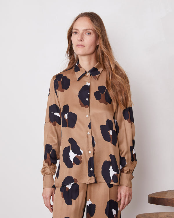 Officine Generale Chemise Elzini Viscose Italienne TOFEE/BLAK/BRW/WHIT