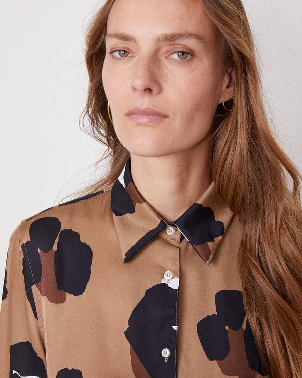 Officine Generale Chemise Elzini Viscose Italienne TOFEE/BLAK/BRW/WHIT