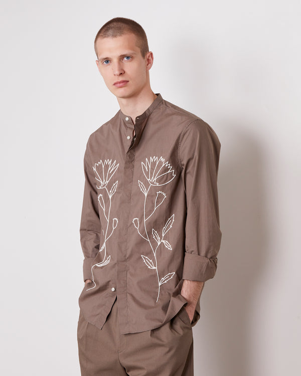 Officine Generale Chemise Gaston COTON ORGANIQUE TAUPE