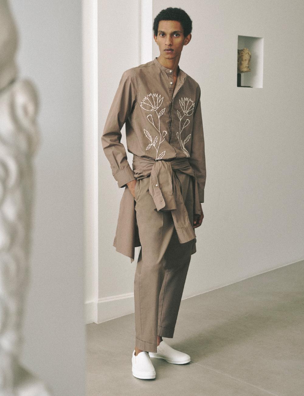 officine generale Chemise gaston COTON ORGANIQUE TAUPE