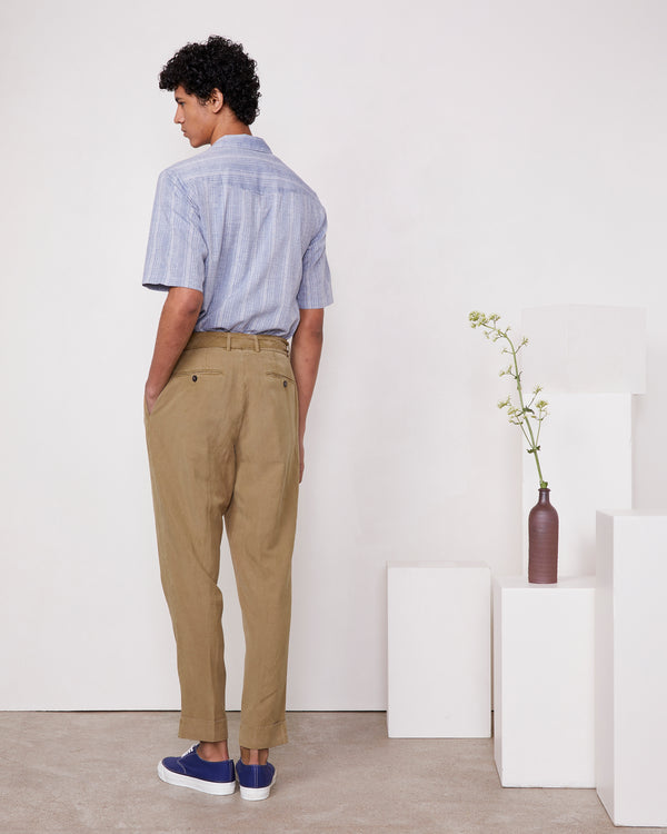 Officine Generale Chemise Luis Rayures Oxford Lyocell INDIGO