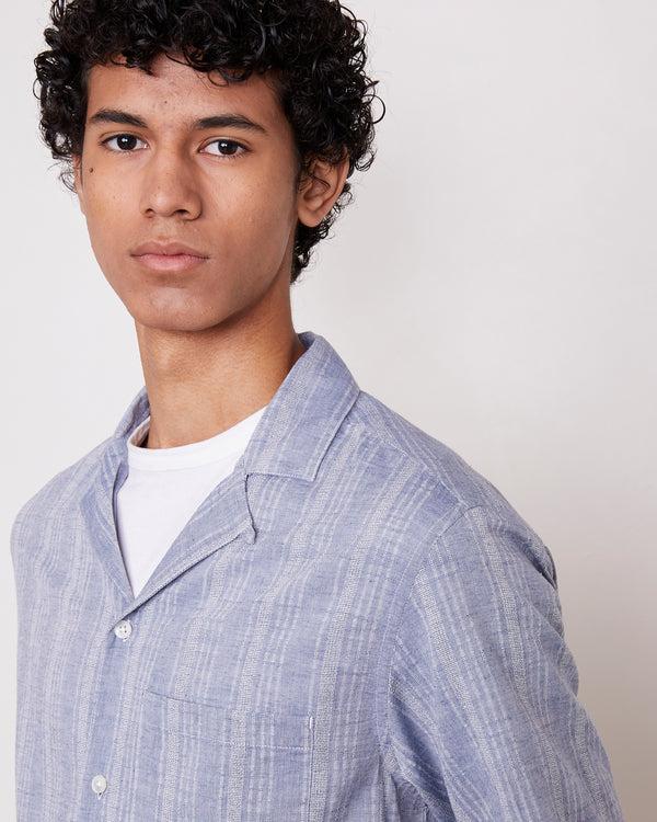 Officine Generale Chemise Luis Rayures Oxford Lyocell INDIGO