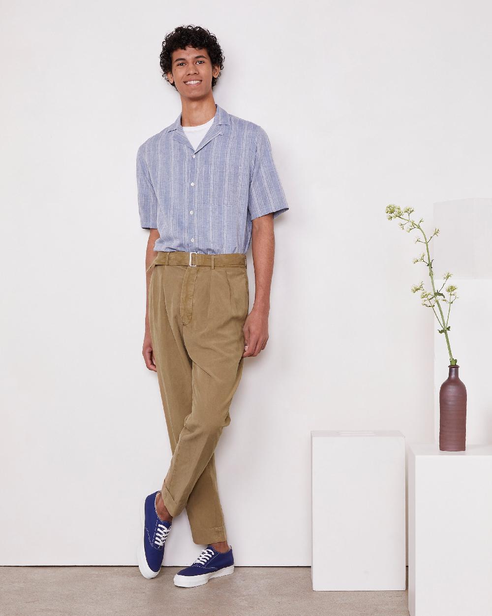 officine generale Chemise luis Rayures Oxford Lyocell INDIGO