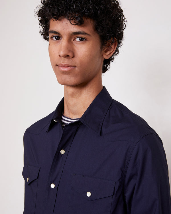 Officine Generale Chemise Maverick Popeline De Cotton MARINE FONCE